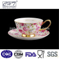 Bone China Gold Felge antike Kaffeetassen und Untertassen